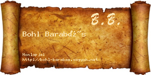 Bohl Barabás névjegykártya